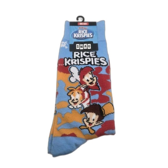 Rice Krispies Novelty Crew Socks OS Kellog's Swag Snap Crackle Pop Retro Unisex - Picture 1 of 4